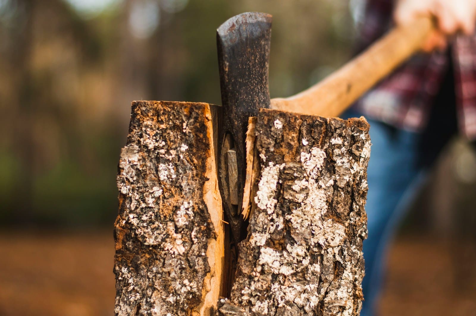 brown handle axe